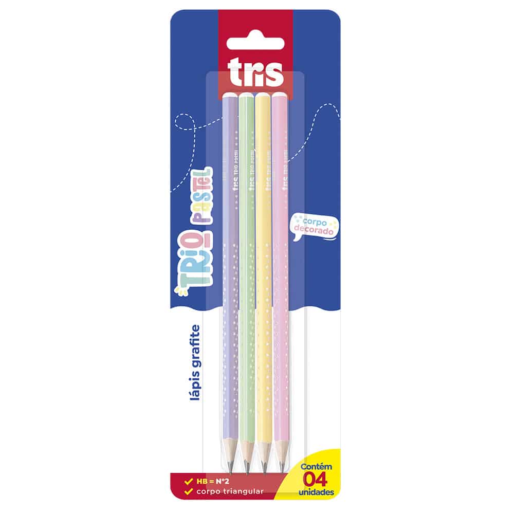 Lápis Preto - Trio Pastel - HB - Cart C/4 UN - Tris