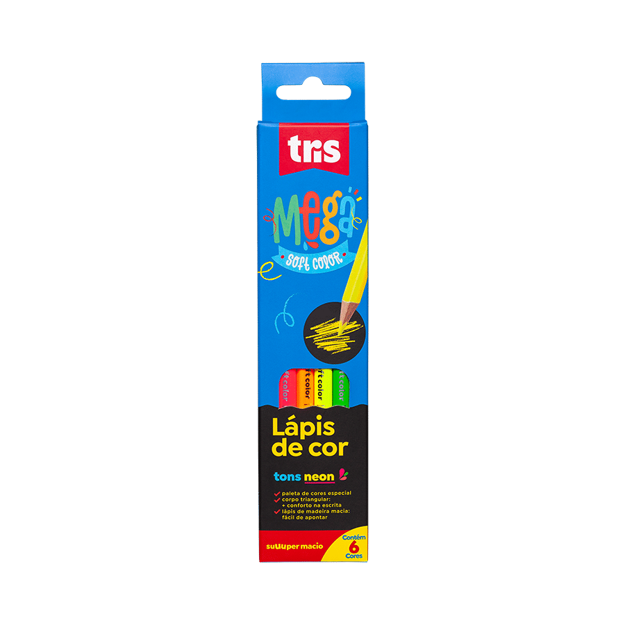 Lápis De Cor Mega Soft Color - Tons Neon - 6 Cores - Tris