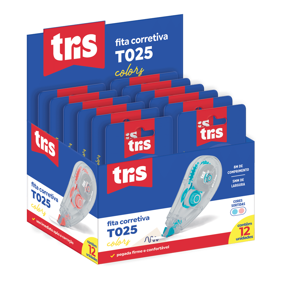 Fita Corretiva T025 Colors - 8mx5mm - Cart C/1 un