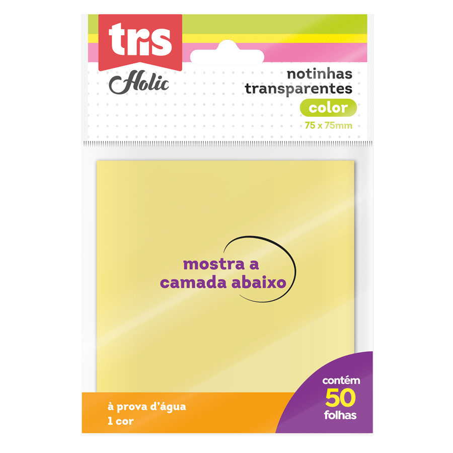 Notas Autoadesivas Transparente Holic Pop - Poly C/ 50 Fls - Tris