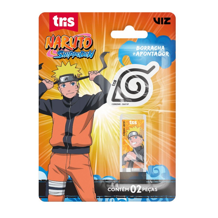 Kit Apontador Com Depósito + Borracha - Cart C/2 UN - Naruto