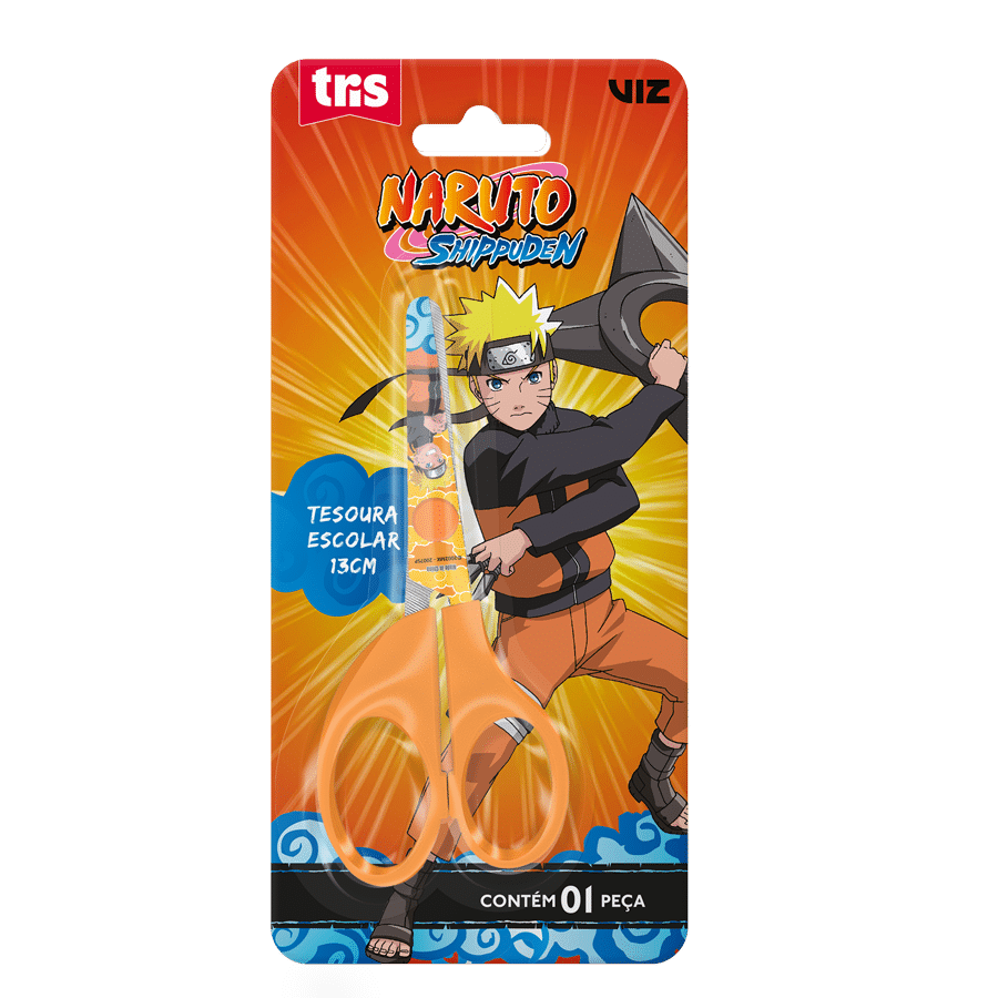 Tesoura Escolar - Lâmina Decorada - 13cm - Cart C/1 UN - Naruto