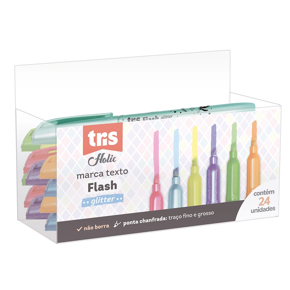 Marca Texto Holic Fancy Flash - Glitter - Pote C/24 UN - Tris