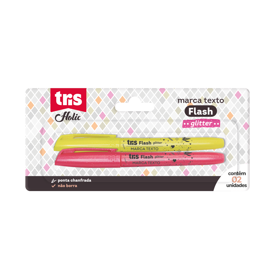 Marca Texto Holic Fancy Flash - Glitter - Cart C/2 Un - Tris