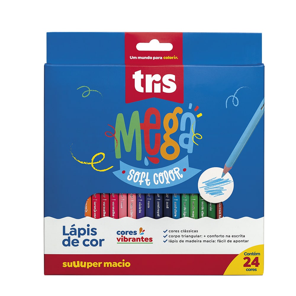 Lápis De Cor Mega Soft Color - 24 Cores - Tris