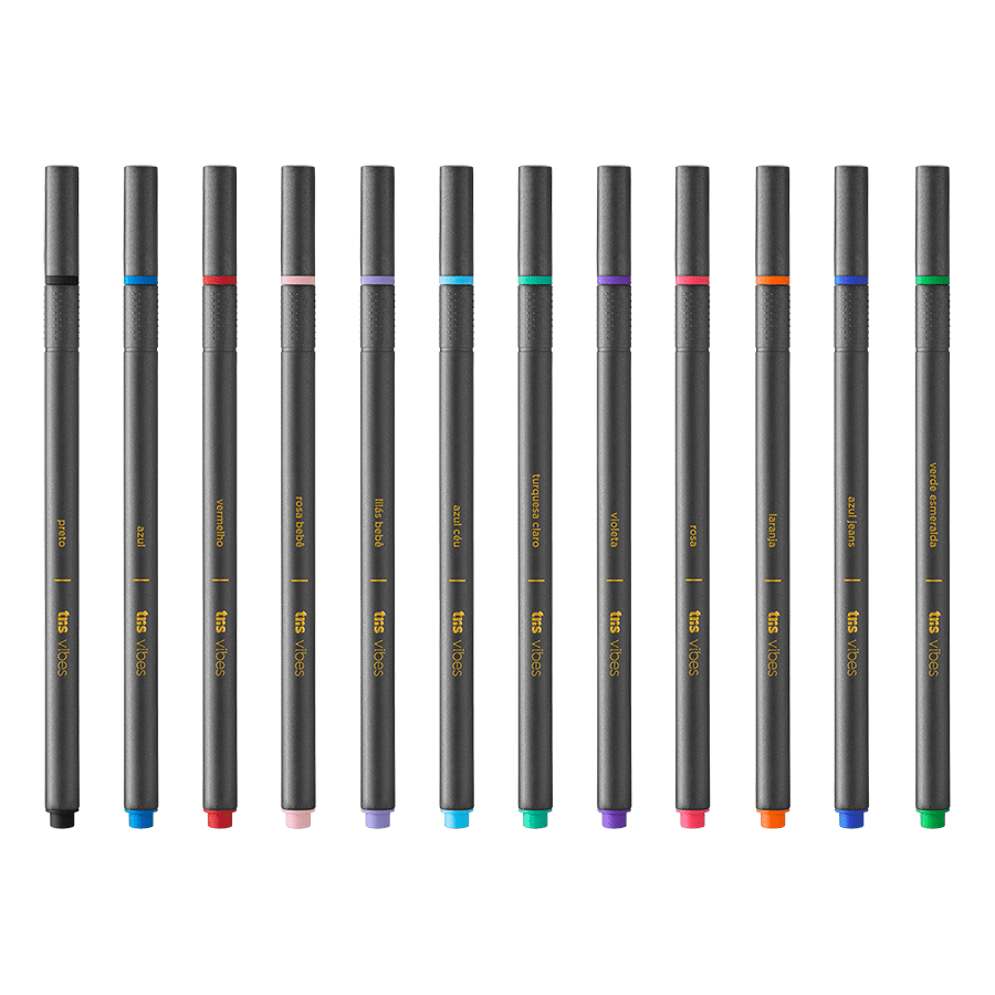 Caneta Superfina Vibes - Clássica + Pastel + Neon - 12 Cores - Tris - Image 2