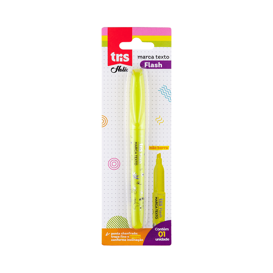 Marca Texto Flash Holic Pop - Neon - Amarelo - Cart C/1 UN - Tris