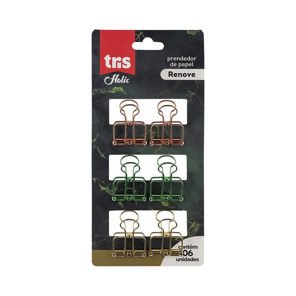 Prendedor De Papel Renove Holic Mineral - 25MM - Cart C/ 6UN - Tris