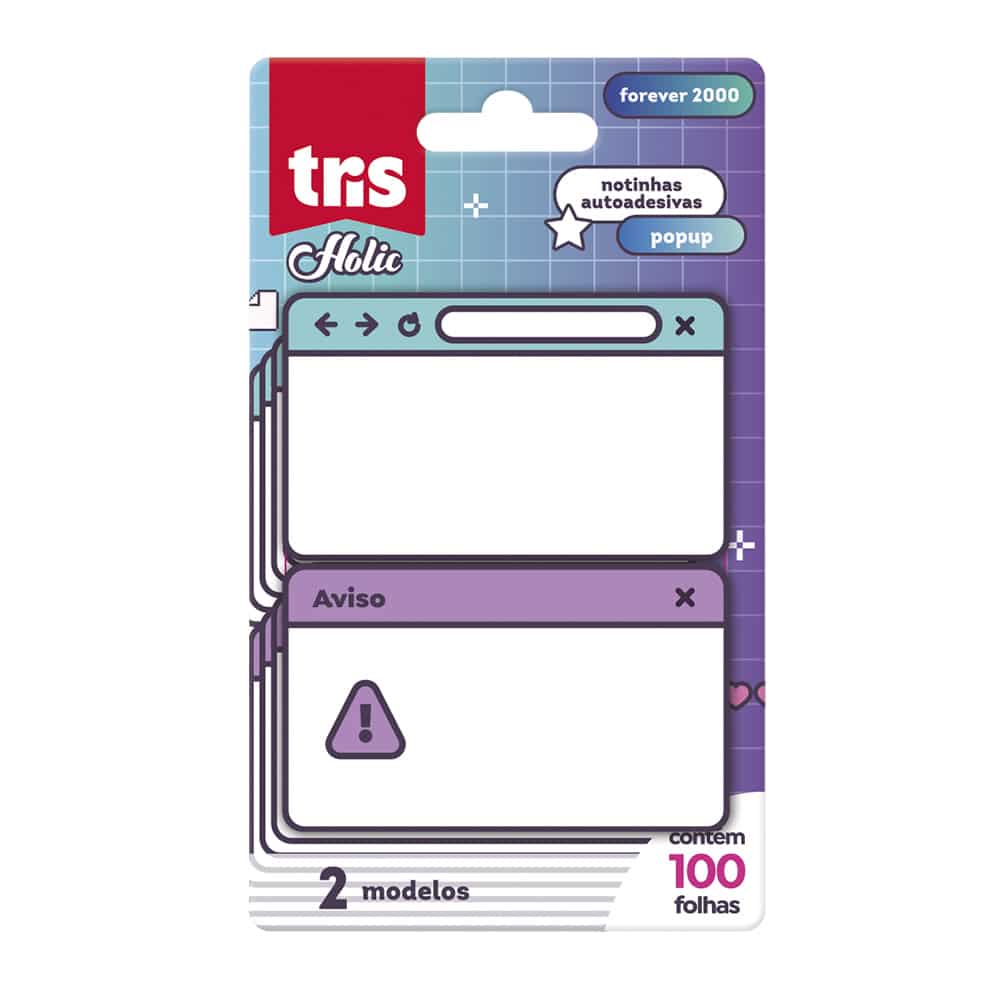 Notas Autoadesivas Pop Up Holic Forever 2000 - Cart C/ 2 Blocos x 50 Fls - Tris