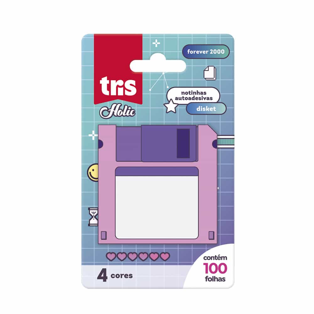Notas Autoadesivas Disket Holic Forever 2000 - Cart C/ 1 Bloco x 100 Fls - Tris