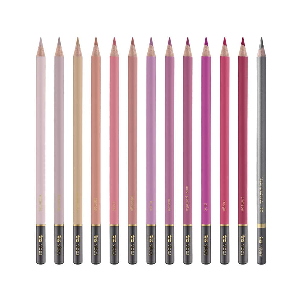 Lapis De Cor Vibes - Tons Rosé - 12 Cores + 1 Lápis 6B - Tris - Image 2
