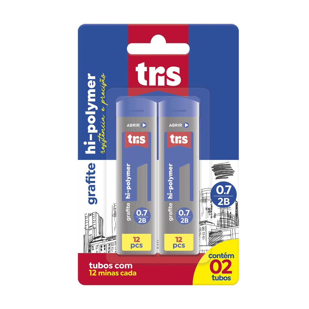 Grafite Hi-Polymer Graphite - 0,7MM - Cart C/2 Tubos C/12 Minas -Tris