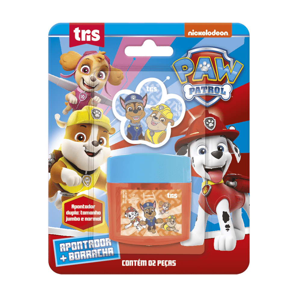 Kit Apontador Com Depósito + Borracha - Cart C/2 pcs - Patrulha Canina