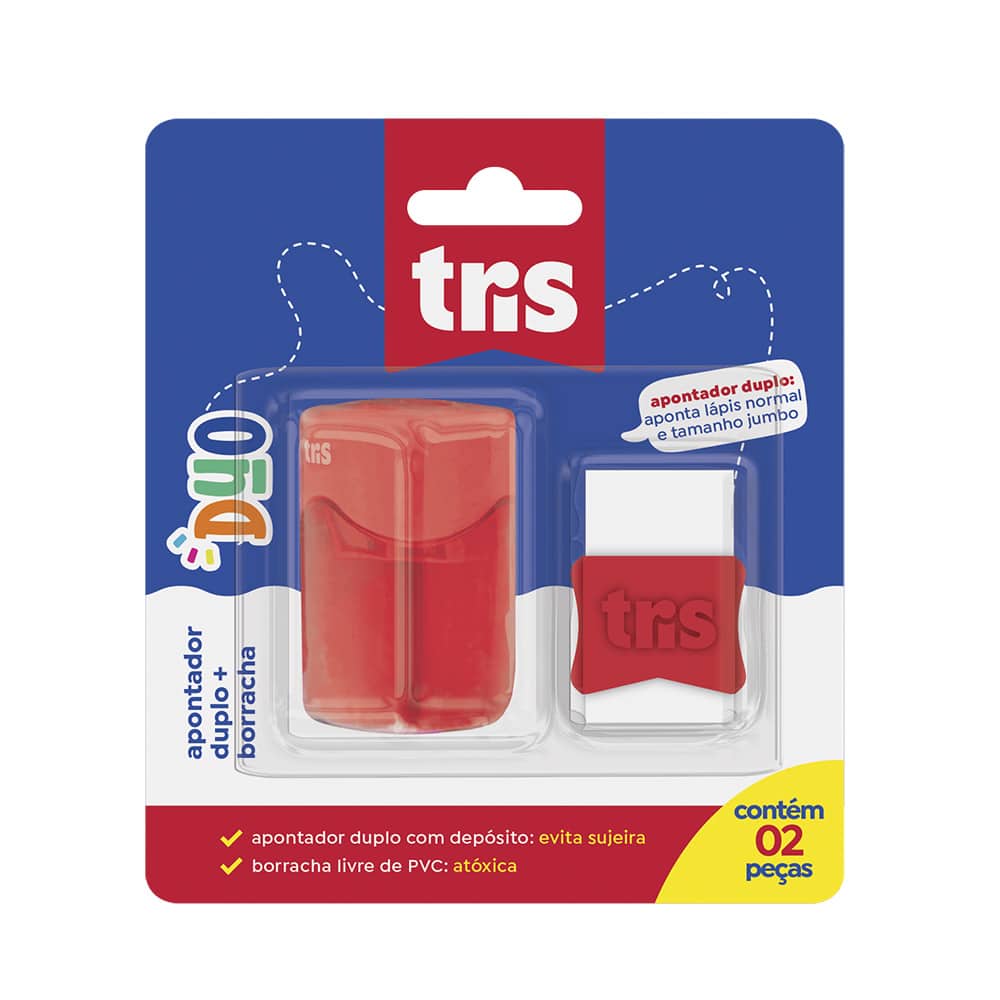 Kit Duo - Apontador Duplo Com Depósito Su260 + Borracha - Cart C/2 Un -Tris