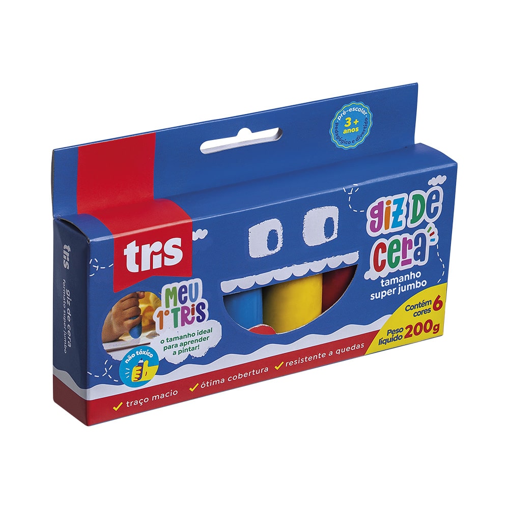 Giz De Cera Tamanho Super Jumbo - 6 Cores - Tris