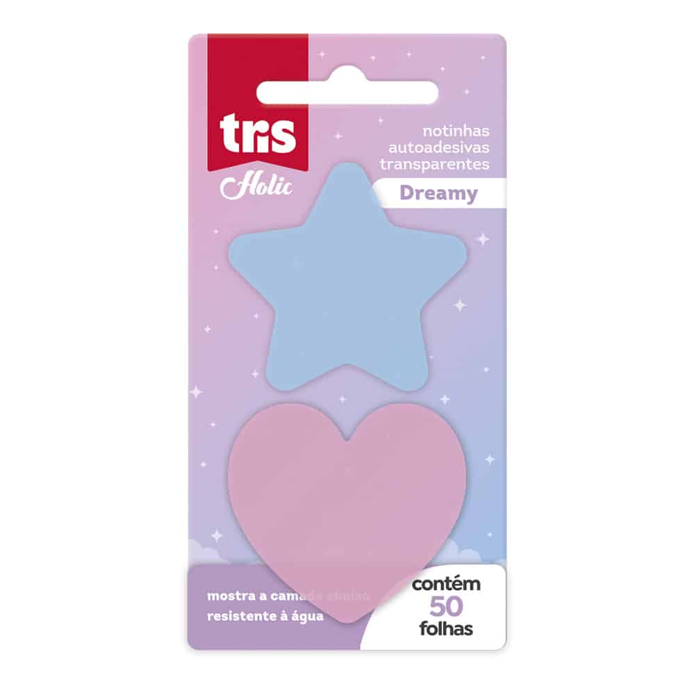 Notas Autoadesivas Transparente Holic Dreamy - Cart C/ 2 Bloco X 25 Fls - Tris
