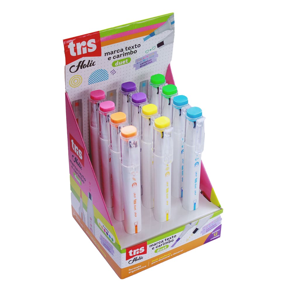 Marca Texto Com Carimbo Roller Duet - Tris Holic Pop - Display C/12UN