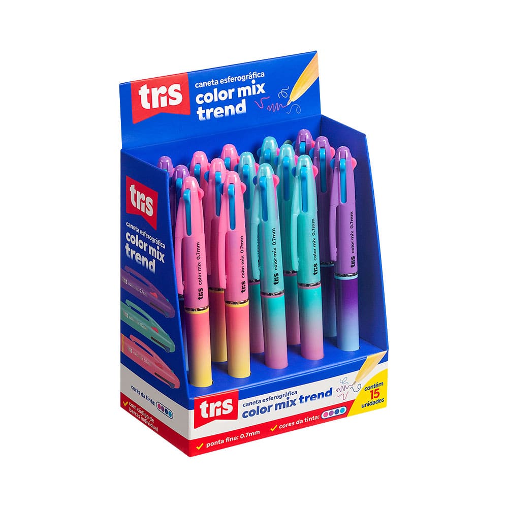 Caneta Esferográfica Colormix Trend Tris - 1.0 - Display 15UN