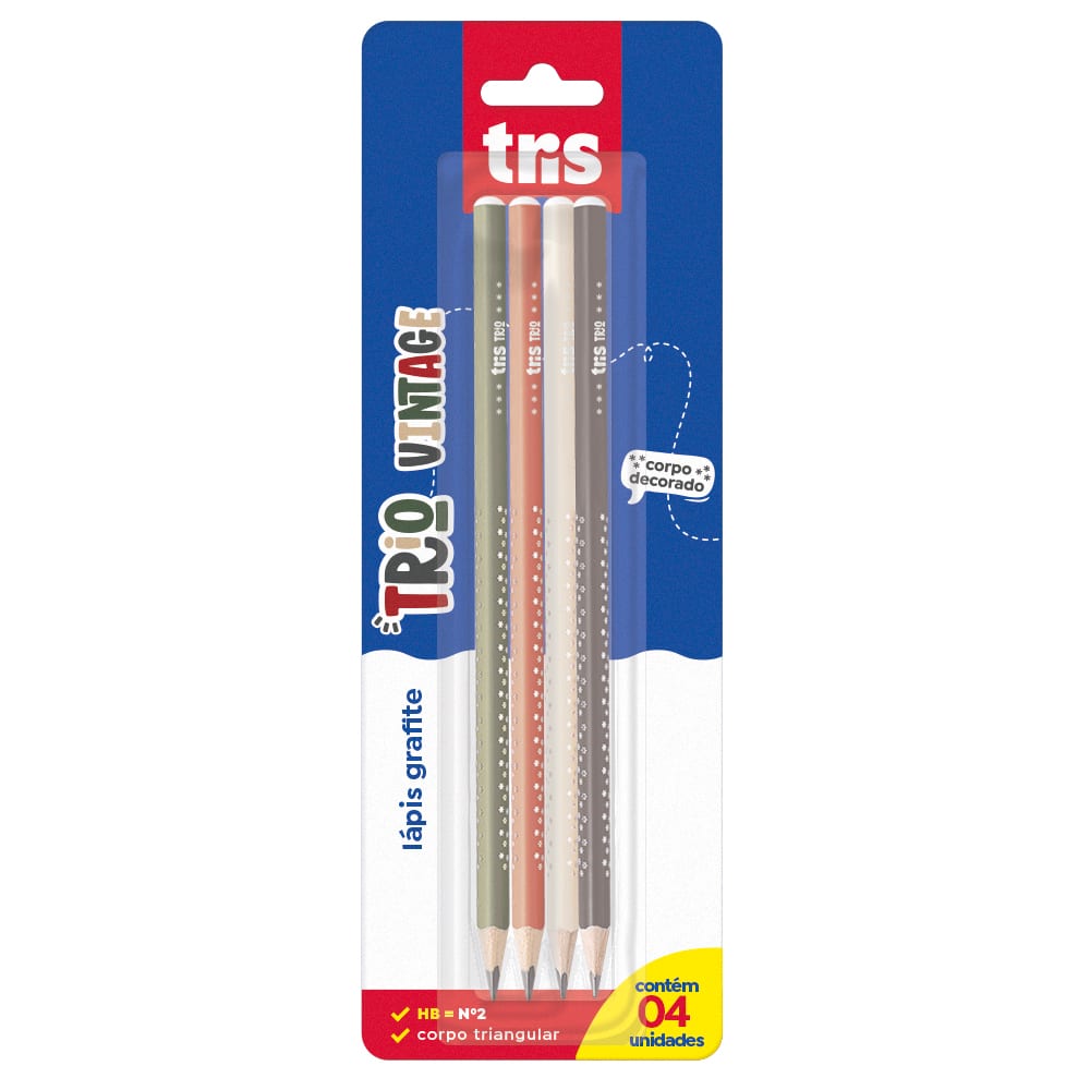 Lápis Grafite - Tris Trio Vintage - HB - Cart C/4 UN