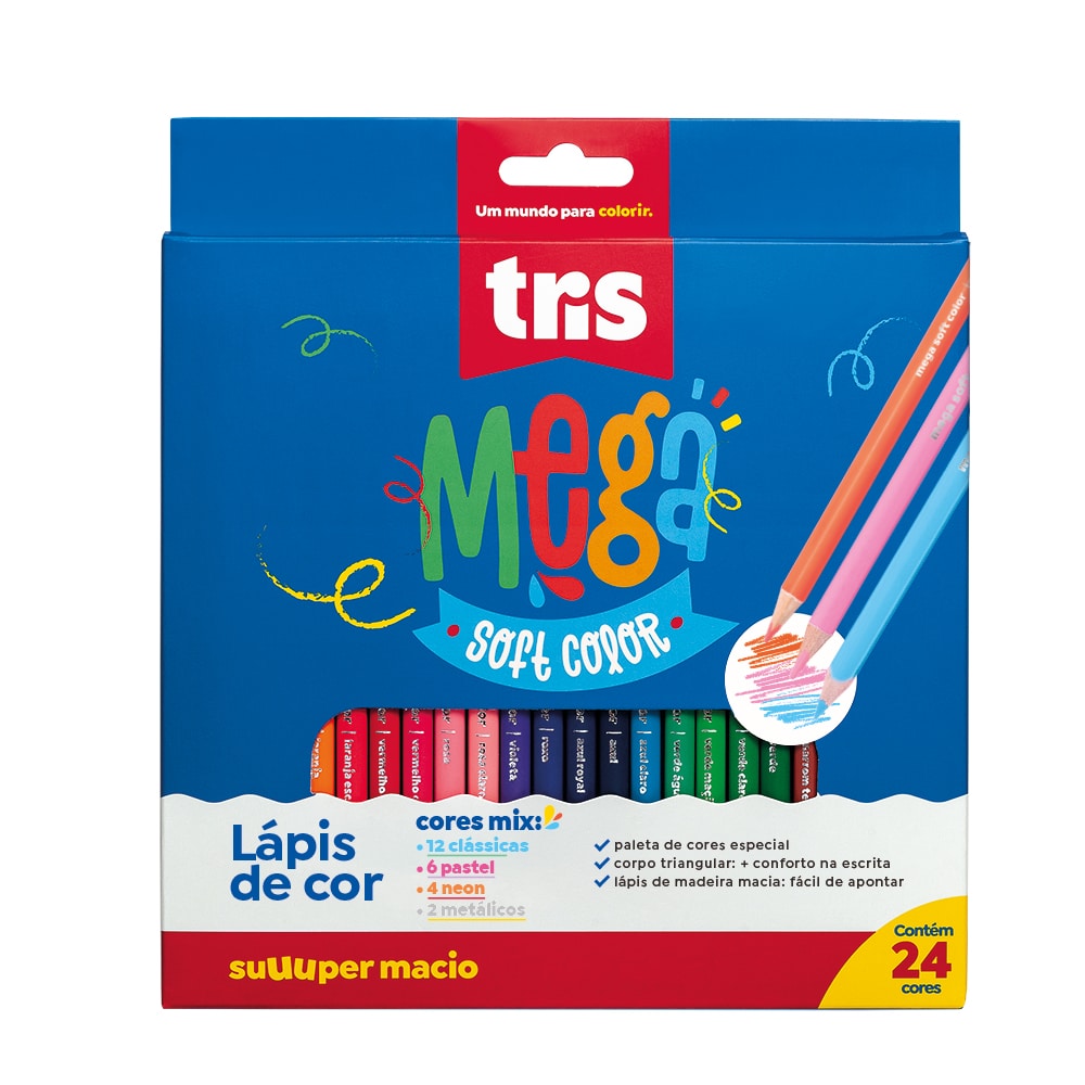 Lápis De Cor - Tris Mega Soft Color - Mix - 24 Cores