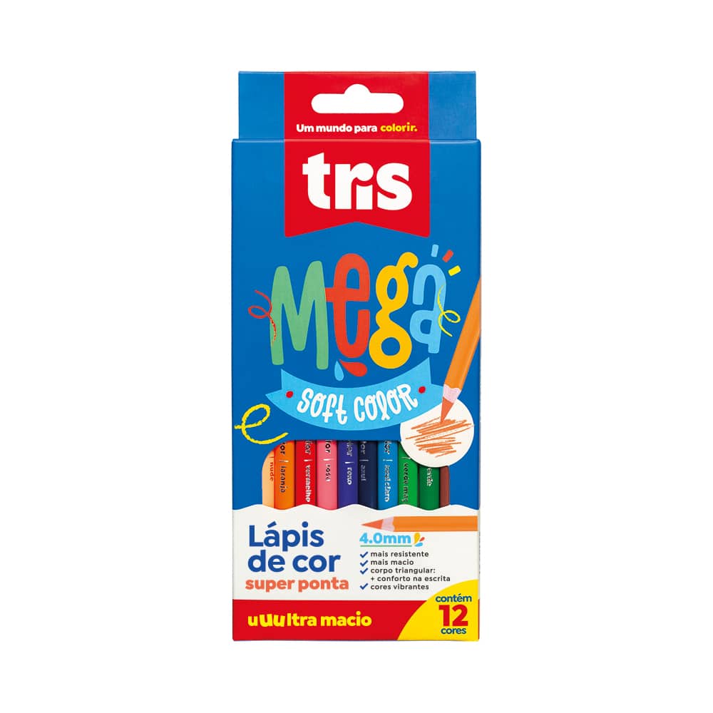 Lápis De Cor - Tris Mega Soft Color - 4.0MM - 12 Cores